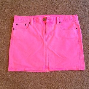 J Crew Neon Denim Mini Skirt